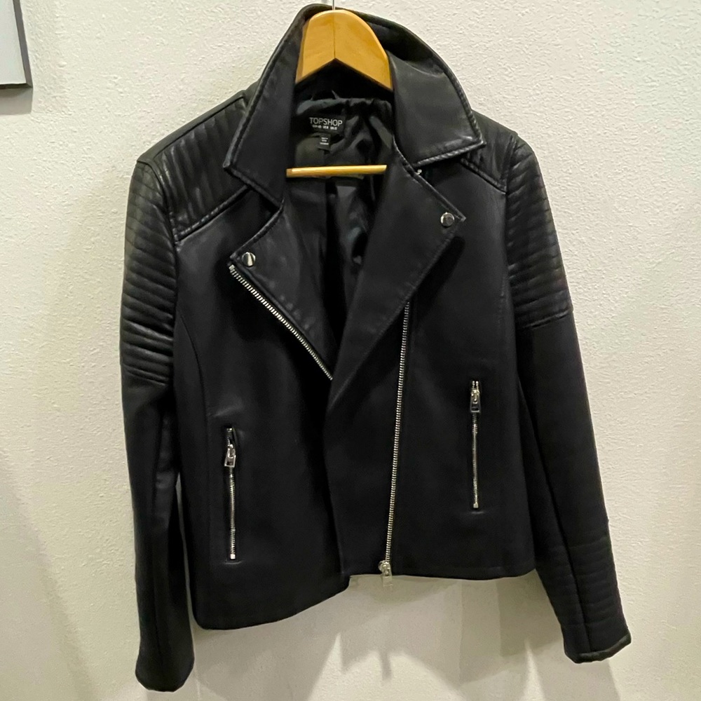 Womens TopShop Faux Leather Moto Jacket